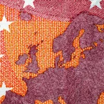 Close-up of Europe on a Euro banknote symbolising financial sovereignty